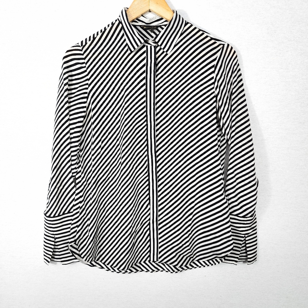 Massimo Dutti Striped Silk Button Down Top